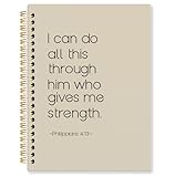 KRHFG Neutral Christian Spiral Notebook, Philippians 4:13 Bible Verse Journal, Religious Scripture Journals for Writing, Bible Notebooks for Note Taking, Church Notes Journal, 5.5x8.3 Inch