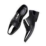 NIBOTT Zapatos de Cuero Informales de Negocios for Hombre, Transpirables, Estilo británico Coreano, Punta Estrecha, Zapatos de Boda for Novio, Primavera y otoño Oxfords(Schwarz,49)