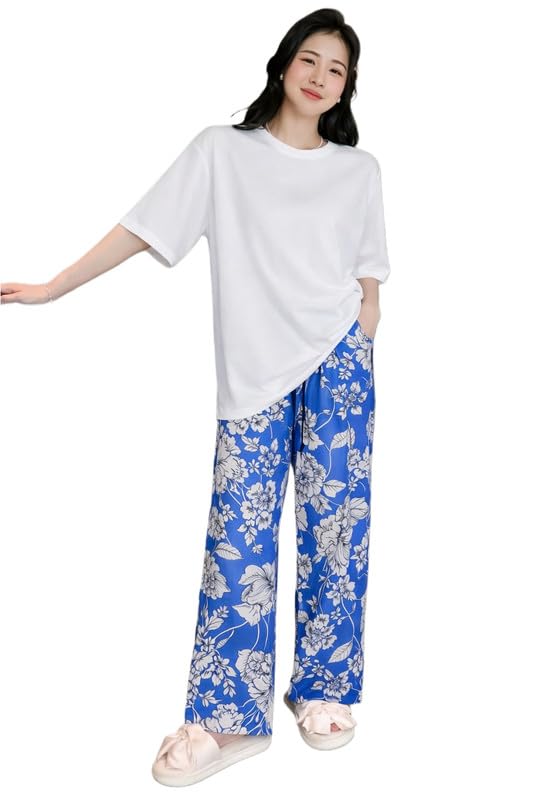 Image of KSHS Printed Round Neck Short Sleeve Nightsuit Set | Pajama Set | Casual Night Dress for Women