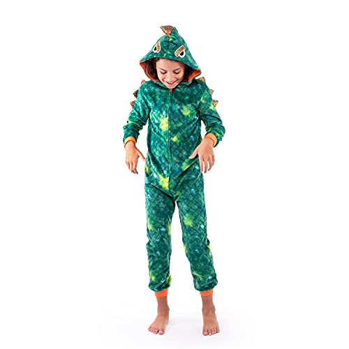 Sleep On It Fleece Onesie Pajamas With Character Hood For Boys | Boys 3D Hooded Onesie Pajama Set (Green Dinosaur, 8-10, Numeric_8) #TOP7