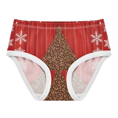 Cotton Toddler Underwear Custom Red Wooden White Snowflakes Panties Little Girl Print Briefs Kids Undies 2t