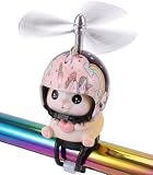 Cat Bike Bell Accessories, Resin Handlebars with Propeller Helmet, Mount Cat Figurine for Girls Boy, Bicycle Motorcycle Car Decoration Dashboard Ornament