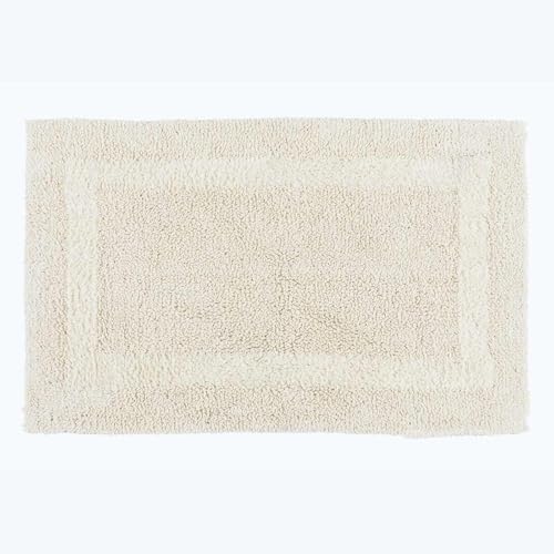 HOMESCAPES Bath Mat, Luxury 1600gsm Extra Soft 100% Cotton, Reversible Bathroom Mats Non-Slip, Washable, Super Absorbent, Quick-Dry, Cream Bathroom Rug, 50 x 80 cm
