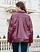 FSVABY Womens Oversized Faux Leather Motocycle Jacket Zip Up Outwear Coat with Pockets (Wine Red, Small)