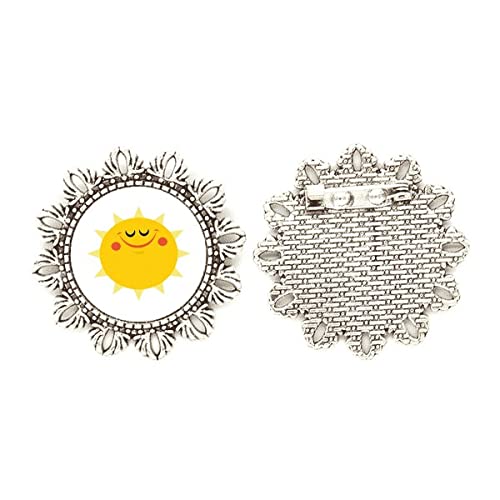 Broche de plata con diseño de flores y universo alienígena talla medium para ropa