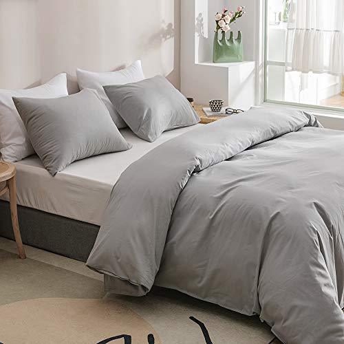Wellboo Silver Grey Comforter Sets Queen Women Men Light Gray Bedding Comforter Sets Girls Boys Elegant Grey Warm Blankets Adults Teens Solid Pale Gray Color Quilts Durable Soft Pure All Gray Bedding #TOP2