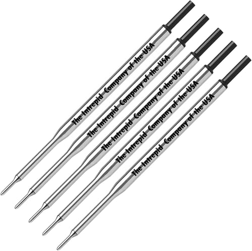 5 Genuine Intrepid flawless flow medium Point Refills for Papermate Lubriglide, Aspire, PhD Pens, Bulk Packed (BLACK)