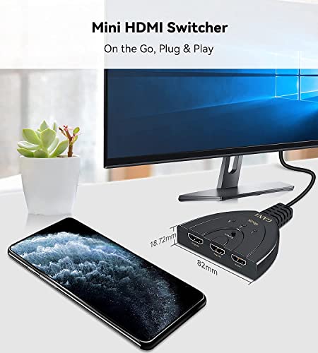 Hdmi Switch, Gana 4K Hdmi Splitter 3 In 1 Out, 3-Port Hdmi Switcher Selector With Pigtail Hdmi Cable,Supports Full Hd 4K 1080P 3D Player, Hdmi Hub Compatible With Fire Stick,Hdtv,Ps4 Game Consoles,Pc #TOP4