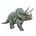Produktbild Mattel Jurassic World Gigantic Trackers Triceratops Dinosaurier-Actionfigur, große Spezies, Kopfstoßangriff, weiterentwickelte Horn-Funktion, Digitales Spiel HTK79