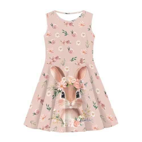 Girl Easter Dresses Crew Neck Sleeveless Dresses for Girls Summer Clothes 3-163