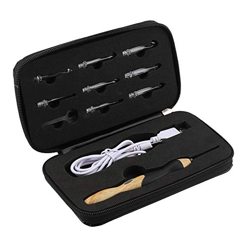 Juego de ganchos de ganchillo con luz LED 9 en 1 y mango con silicona para tejer de noche