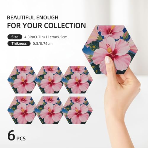 Dessous de verre hibiscus en céramique avec support pour table - 4