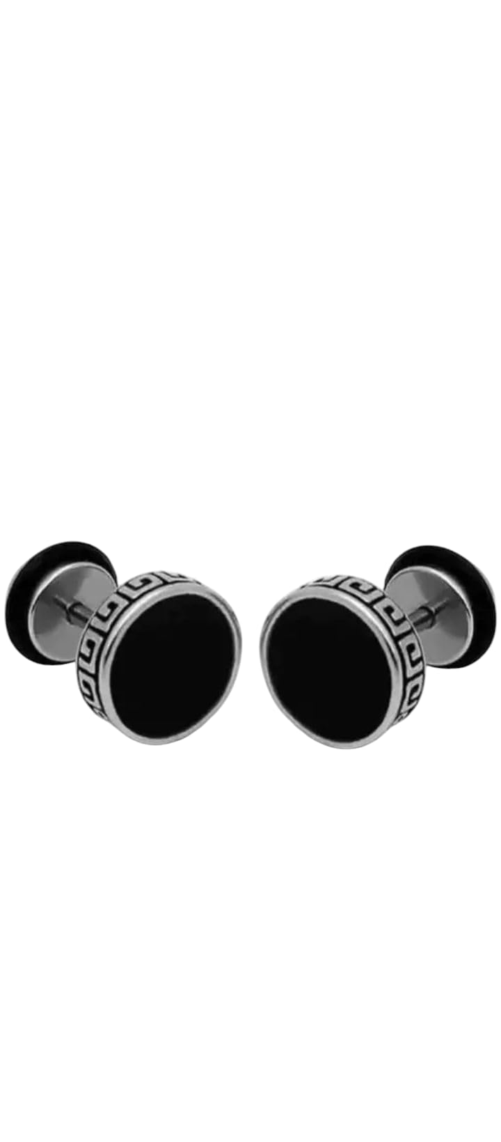 Stud Earrings for Men, Black and Silver, Cubic Zirconia, Copper and Brass