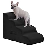 Mesa Lemon Dog Steps for Small Dogs, 4-Step Pet Ramp Stairs for High Beds and Sofa, Non-Slip Pet Stairs for Small Dogs and Cats, Removable and Easy to Clean Cover, Black