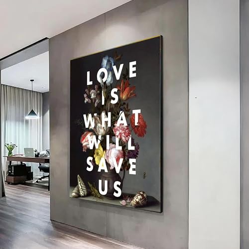 L'amour est ce qui nous sauvera tableau floral vintage pour sublimer votre foyer