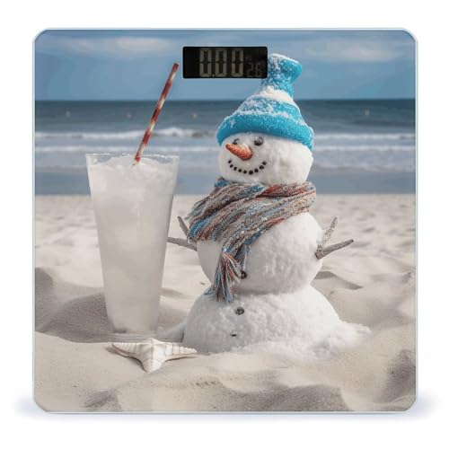 Báscula digital de baño Snowman Bech 26x26 cm vidrio templado miniatura 1