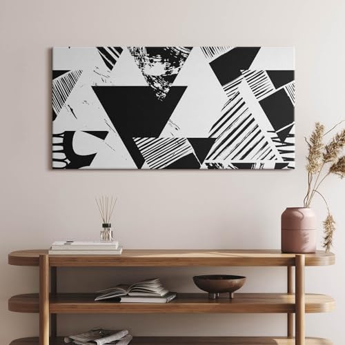 Tableau abstrait triangles géométriques 140x70cm - Wallfluent image sur toile salon - 2