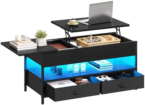 YITAHOME Lift-Up Coffee Table, Wooden Living Room Table with Stor...