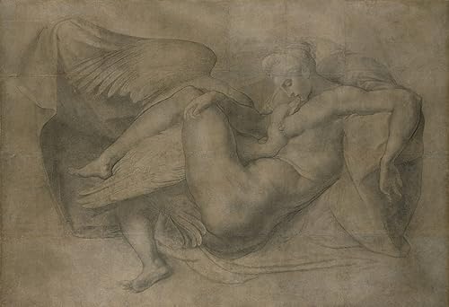 Tableau sur toile Leda et le cygne par Rosso Fiorentino, affiche art italien 58 x 90 cm