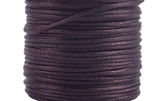 KONMAY 80 Yards 1.0mm Nylon Rattail Satin Silk Trim Cord Beading String for Chinese Knotting, Kumihimo, Beading, Macramé, Jewelry Making, Dark Brown