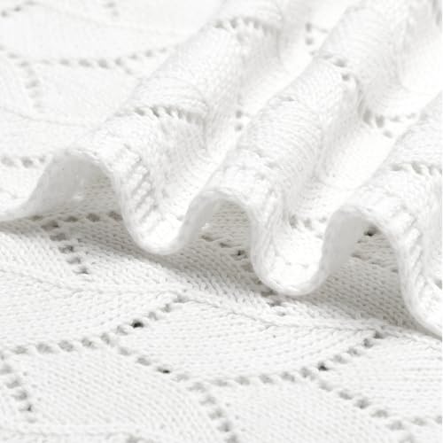 Image of mimixiong 100% Pure Cotton Baby Blanket Extra Soft Cellular Neutral Swaddle Receiving Crib Blanket for Newborn Baby Boy Girl Size 30 x 40 inches (Snow)