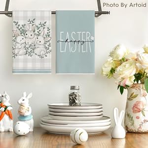 Artoid Mode Buffalo Plaid Bunny Rabbit Eucalyptus Leaves Happy Easter Kitchen Towels Dish Towels, 18x26 Inch Seasonal Spring Decoration Hand Towels Set of 4 Artoid Mode Buffalo Plaid Bunny Rabbit Eucalyptus Leaves Happy Easter Kitchen Towels Dish Towels 18×26 Inch Seasonal Spring Decoration Hand Towels Set of 4