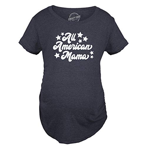 Maternity All American Mama T Shirt Cute 4th of July Pregnancy Tee Funny Graphic Pregnancy Tee Patriotic Maternity Wear Cool Political Short Sleeve Navy M