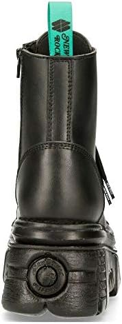 New Rock M-NEWMILI083-VS2 VEGAN BOOTS Combat Black Leather Platform Biker Shoes 37 | Image 5
