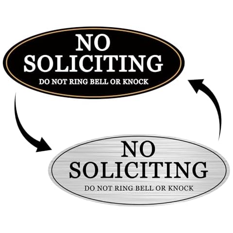 No Soliciting Sign with Double Magnet Design, 2” x 5”, Double side including Black and Sliver Style, No Soliciting Do Not Knock or Ring Bell Sign, No Residue Cover