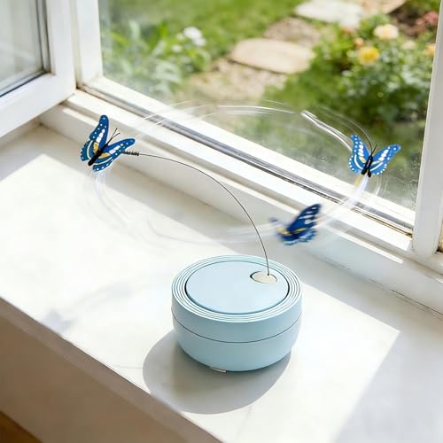 Canne teaser chat automatique et interactif avec papillon rotatif - 4