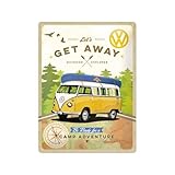 Nostalgic Art VW Bulli Let's Get Away! - Placa Decorativa, Metal, 30 x 40 cm, Color Amarillo y Azul