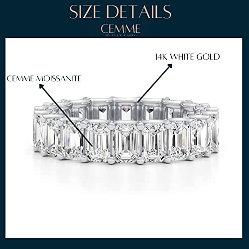 5 3/4 to 7 1/2 Carat Emerald Cut Moissanite Eternity Band Ring for Women in 14k White or Yellow Gold (D-E, VVS, CTW) Anniversary Promise Ring Size 4.5 to 11 5