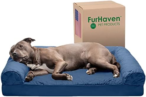 Furhaven Large Orthopedic Dog Bed Quilted Sofa-Style w/ Removable Washable Cover - Navy, Large
