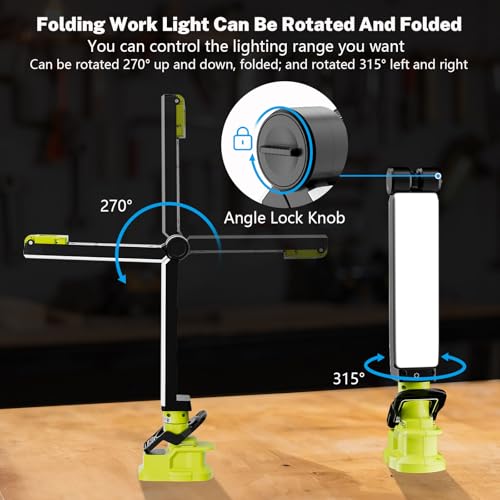 Image of Work Light Cordless Flashlight for Ryobi 18V Battery, Portable LED Folding Work Light with USB Output, 30W 2400LM for Construction Renovation & Home Repair Lighting [Battery Not Included]