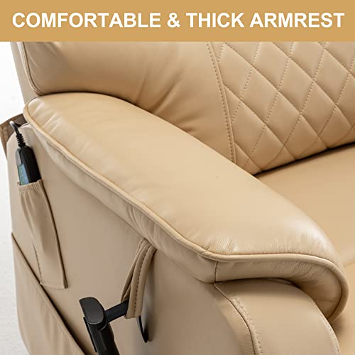 Plococo Flat Sleeping Electric Dual Okin Motor Lift Recliner Chair For Elderly, Infinite Position Soft Pu Leather Power Recliner Sofa Chair For Living Room,Recling To 180 Degree #TOP6