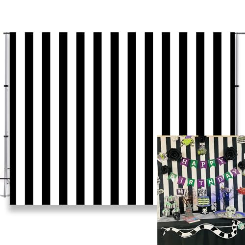 10x8ft Black and White Stripes Photo Backdrop Racing Theme Birthday Party Baby Shower Decoratio Photo Props Family Photoshoot Portrait Studio Props KU241
