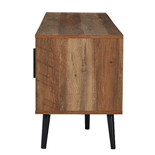 Jomeedmidcenturymodernwoodentvstandentertainmentcenterconsolewithopenshelvingand2cabinetsfortelevisionsupto65incheswalnut Urban Country Home Decor Jomeed mid century modern wooden tv stand entertainment center console with open shelving and 2 cabinets for televisions up to 65 inches walnut urban country home decor