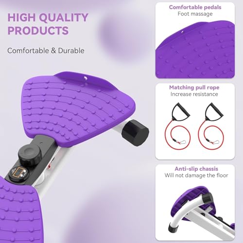 Einstellbare Taille Twister Maschine für Frauen & Männer - geräuschlos Ab Twister Board für Home Gym, 220 lbs Kapazität mit digitaler Anzeige zu verfolgen Zeit,und Kalorien verbrannt(Purple)