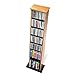 Oak & Black Slim Multimedia Storage Tower