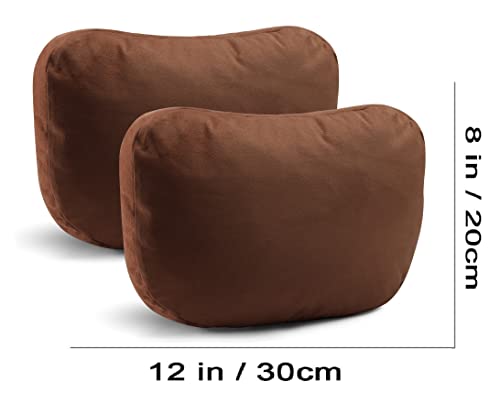 Image of 2Pcs Super Soft Car Headrest Pillow, Car Neck Pillow with Adjustable Strap & Breathable Removable Cover, Balance Neck Pillow Designed to Relieve Neck Pain and Muscle Tension (Reddish Brown)