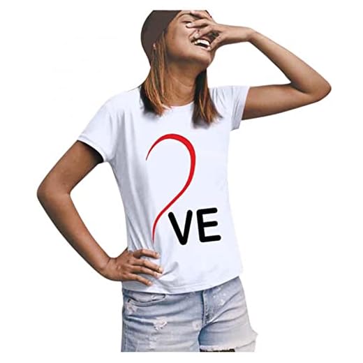 Love Heart - T-shirt pour couple - Pour homme et femme - Unisexe - Cadeau de couple - Cadeau d'anniversaire pour couple - Cadeau de Saint-Valentin - Look partenaire - Cadeau pour femme