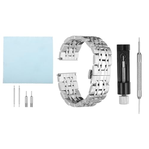 Correa de reloj de malla acero inoxidable ajustable banda metálica quick release de hombre