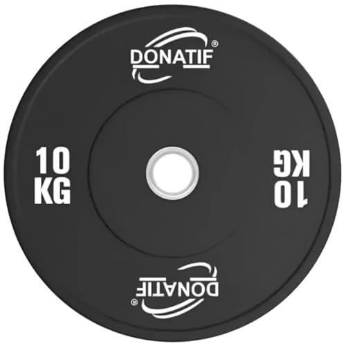 DONATIF Dischi Palestra per Bilanciere Olimpico 50 mm, Dischi Palestra 10 kg Bumper, Palestra e Home Gym, Dischi Pesi Palestra, Pesi Bilanciere Pesi 10 kg (1 Disco)