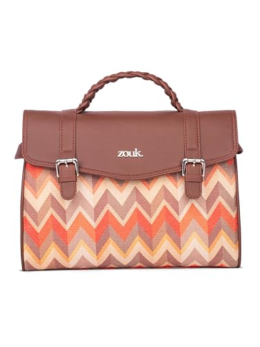 Image of ZOUK Heritage Satchel Bag - Gwalior Weaves | Jute | Vegan Leather Handcrafted With Detachable Sling Strap