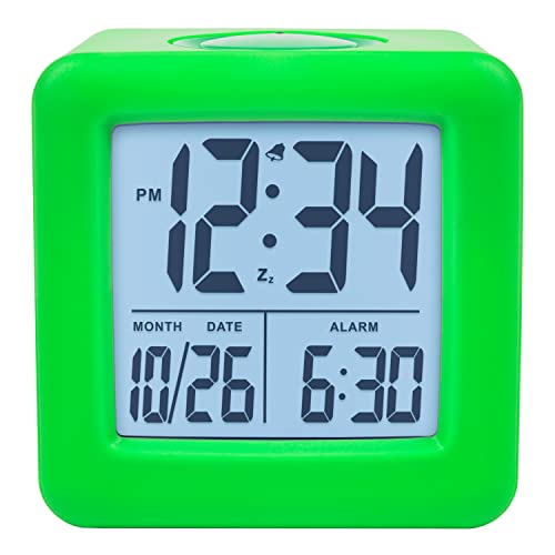 Equity 73003 Green Soft Cube LCD Alarm Clock with Smart Light
