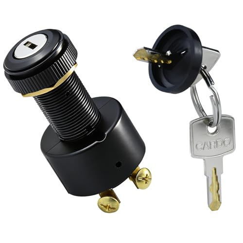 Boat Ignition Switch with 2 Keys 12V 10A 3-Position Waterproof Universal Keyed Switch Heavy Duty Marine Ignition Switch Replacement for Outboard Tractor ATV UTV