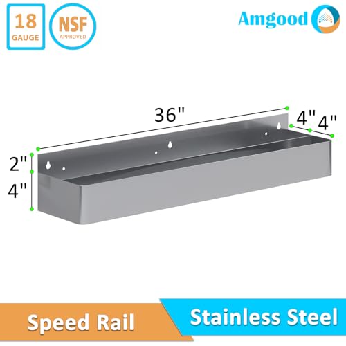Image of AmGood 36 in. Abreast Double-Tier Stainless Steel Speed Rail Rack - Liquor Bottle Organizer for Bars, Restaurants, Nightclubs, and Home Bars