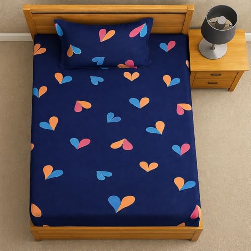 Image of DECORUM Glace Cotton Single Bedsheet with 1 Pillow Cover | Soft, Durable, Lightweight & Skin-Friendly Fabric| Suitable for Single /Diwan Bed Size