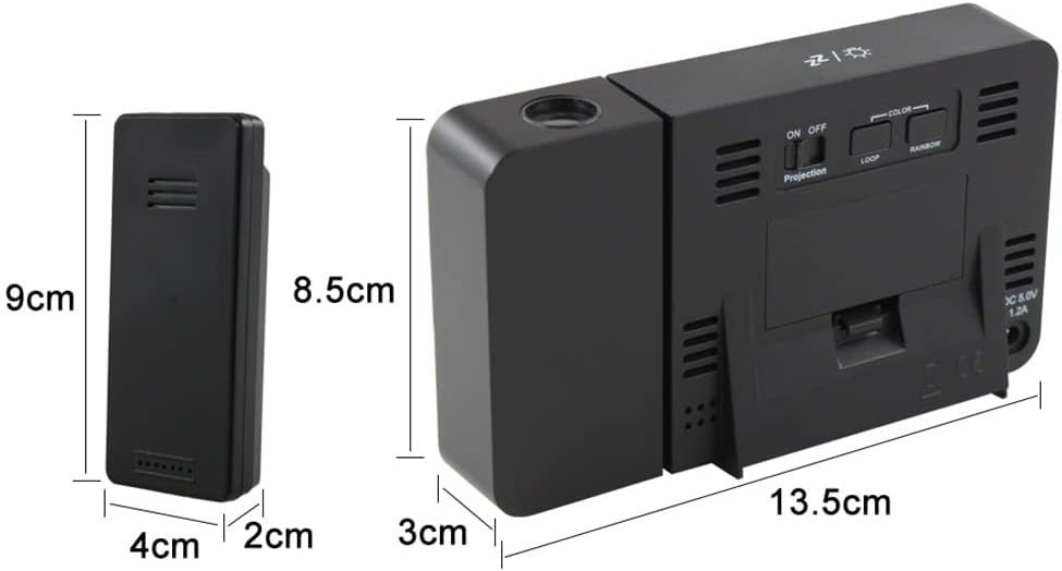 Projection Alarm Clock Digital Watch Candar Thermometer Weather Forecast 8 Color Display Ectronic (D