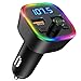 Produktbild Geosta Bluetooth FM Transmitter, Auto Bluetooth Adapter mit 7 Farbe LED Hintergrundbeleuchtung, KFZ Radio Bluetooth Transmitter unterstützung Freisprechen und QC3.0 Spielen Modus TF Karte & USB-Stick